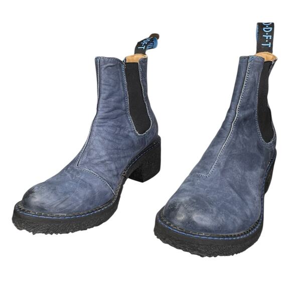 John Fluevog Women’s Slacker Nap Blue Leather Ankle Boot Size US 6.5 - Picture 6 of 11